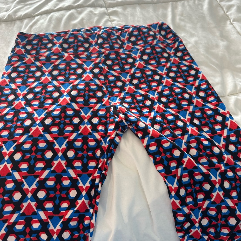 LuLaRoe Geometric Patterned Leggings - Red, Blue, Black